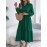 Autumn Winter Collared Casual Loose Long Sleeve Ruffled Shirt Dress Women Clothing