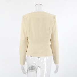 U Collar Niche Casual Apricot Autumn Women Clothing Coat