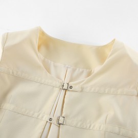 U Collar Niche Casual Apricot Autumn Women Clothing Coat
