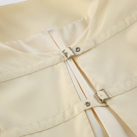 U Collar Niche Casual Apricot Autumn Women Clothing Coat