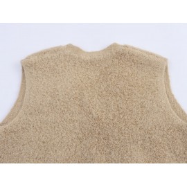 Women Clothing Autumn French Minority Towel Knitted V neck Pocket Cardigan Sweater Vest