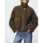 Women Clothing Autumn Retro Pure Leather Bomber Jacket Coat