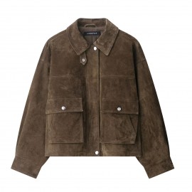 Women Clothing Autumn Retro Pure Leather Bomber Jacket Coat