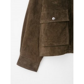 Women Clothing Autumn Retro Pure Leather Bomber Jacket Coat
