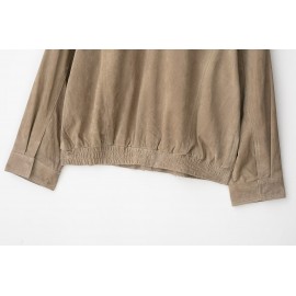 Women Clothing Suede Textured Leather Coat