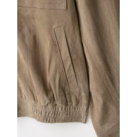 Women Clothing Suede Textured Leather Coat