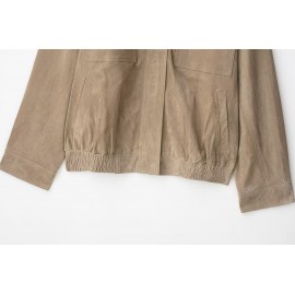 Women Clothing Suede Textured Leather Coat