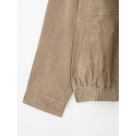 Women Clothing Suede Textured Leather Coat