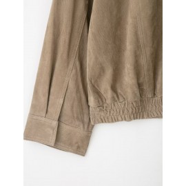 Women Clothing Suede Textured Leather Coat
