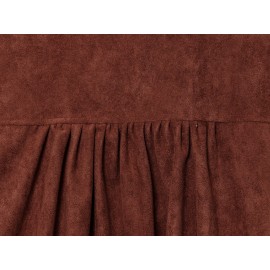 Elegant Women Clothing Solid Color Suede Pleated Stand Collar Coat