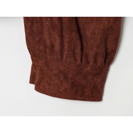 Elegant Women Clothing Solid Color Suede Pleated Stand Collar Coat