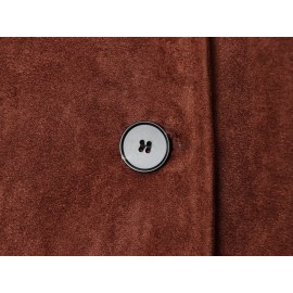Elegant Women Clothing Solid Color Suede Pleated Stand Collar Coat