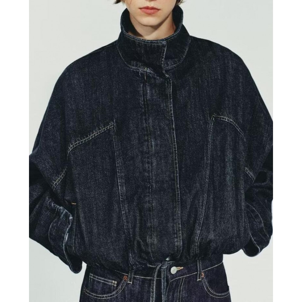 Simple Short Bat Sleeve Denim Jacket Coat