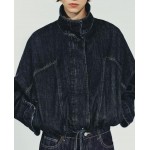 Simple Short Bat Sleeve Denim Jacket Coat