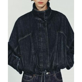 Simple Short Bat Sleeve Denim Jacket Coat