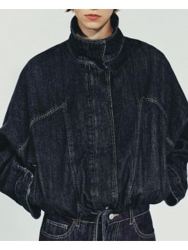 Simple Short Bat Sleeve Denim Jacket Coat