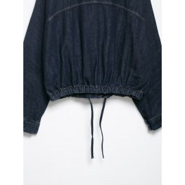 Simple Short Bat Sleeve Denim Jacket Coat