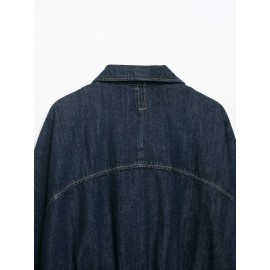 Simple Short Bat Sleeve Denim Jacket Coat