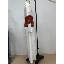 Summer Women Clothing Patchwork Slit Collared Dress