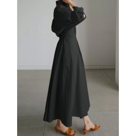 Women Clothing Autumn Winter Casual Advanced Long Sleeved Cardigan Maxi Dress