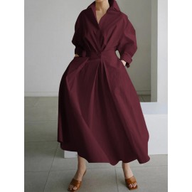 Women Clothing Autumn Winter Casual Advanced Long Sleeved Cardigan Maxi Dress