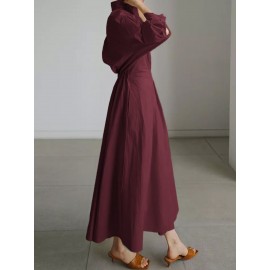 Women Clothing Autumn Winter Casual Advanced Long Sleeved Cardigan Maxi Dress