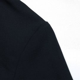 Autumn Casual Office Shirt Dress Single Breasted Black Long Sleeve Collared Dress