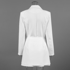 Design Tight Waist Lace up Bow Elegant White Dress for Women