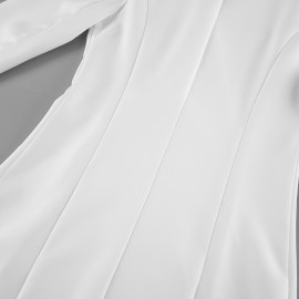 Design Tight Waist Lace up Bow Elegant White Dress for Women