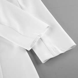 Design Tight Waist Lace up Bow Elegant White Dress for Women