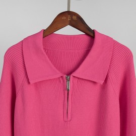 Autumn Winter Trend All Match Simple Casual Polo Collar Collared Pullover Knitted Sweater