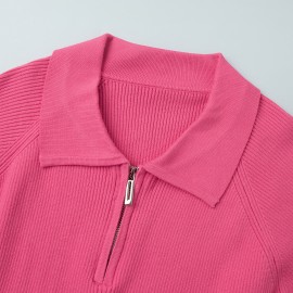 Autumn Winter Trend All Match Simple Casual Polo Collar Collared Pullover Knitted Sweater