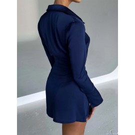 Women Clothing Autumn Long Sleeve Short Dress