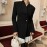 Women Retro Gentle Autumn Winter Design Color Contrast Patchwork Black Waist Controlled Long Sleeves
