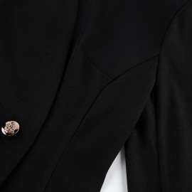 Women Retro Gentle Autumn Winter Design Color Contrast Patchwork Black Waist Controlled Long Sleeves