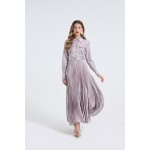 Women Spring And Autumn Satin Shirt Long Sleeves Dress