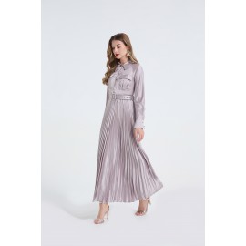 Women Spring And Autumn Satin Shirt Long Sleeves Dress