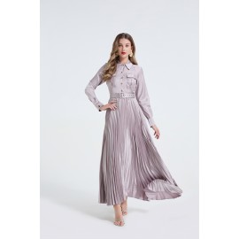 Women Spring And Autumn Satin Shirt Long Sleeves Dress