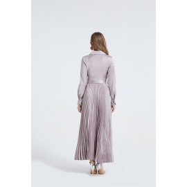 Women Spring And Autumn Satin Shirt Long Sleeves Dress
