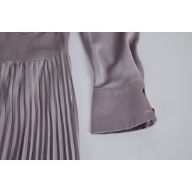 Women Spring And Autumn Satin Shirt Long Sleeves Dress