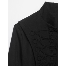 Women Clothing Summer Personalized Retro Stand Collar Buckle Short Chinese Coat