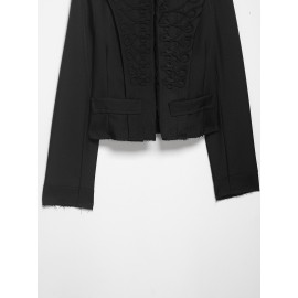 Women Clothing Summer Personalized Retro Stand Collar Buckle Short Chinese Coat