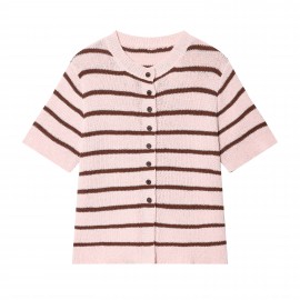 Women Clothing Stylish Graceful Simple All Matching Striped Knitted Top