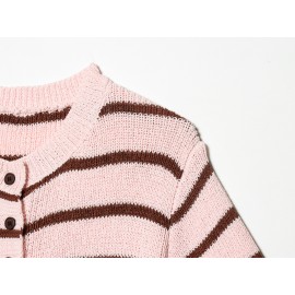 Women Clothing Stylish Graceful Simple All Matching Striped Knitted Top