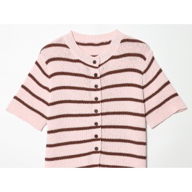 Women Clothing Stylish Graceful Simple All Matching Striped Knitted Top