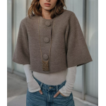Women Spring round Neck Button Sweater Loose Short Lazy Coat