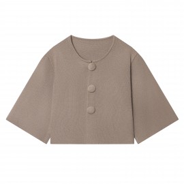 Women Spring round Neck Button Sweater Loose Short Lazy Coat