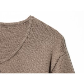 Women Spring round Neck Button Sweater Loose Short Lazy Coat