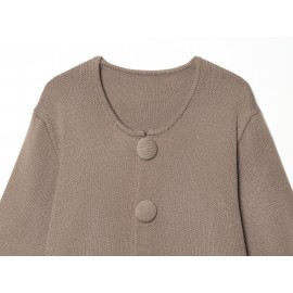 Women Spring round Neck Button Sweater Loose Short Lazy Coat