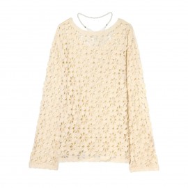 Women Clothing Popular All Match Casual Crochet Hollow Out Cutout Sweater